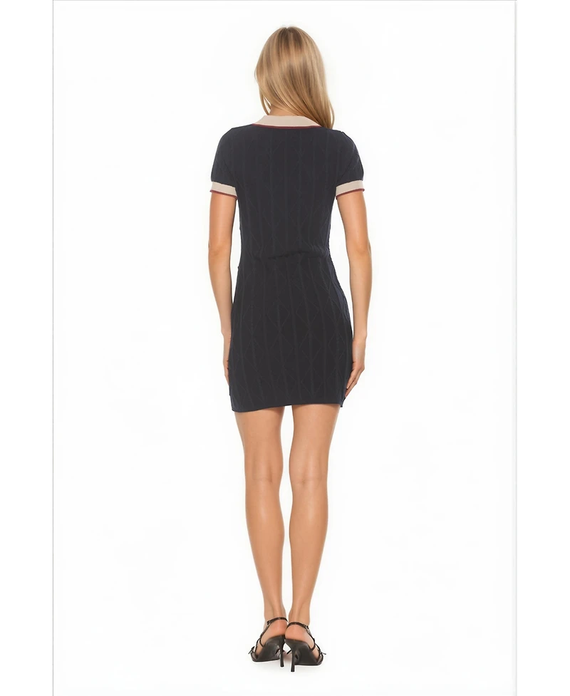 Alexia Admor Women's Cove Collared Button Down Contrast Knit Dress