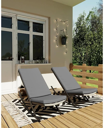 gaomon Set of 2 Outdoor Rocking Lounge Chairs with Removable Cushions, Patio Chaise Lounge and Indoor Papasan Rocker
