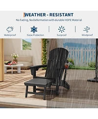 gaomon Folding Adirondack Rocking Chair with Retractable Ottoman and Cup Holders, Hdpe All-Weather Outdoor Chair for Porch