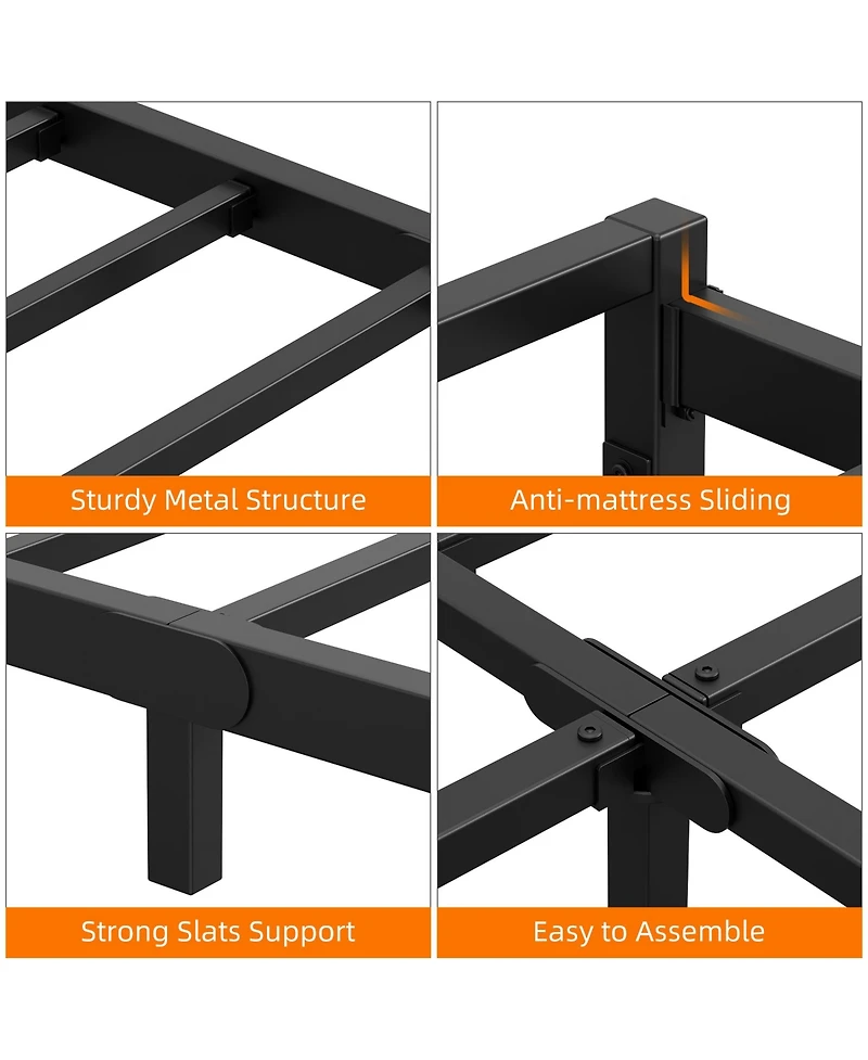 Homfan Metal Platform Bed Frame with Steel Slats Support, Mattress Foundation,Easy Assembly