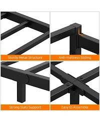 Homfan Metal Platform Bed Frame with Steel Slats Support, Mattress Foundation,Easy Assembly