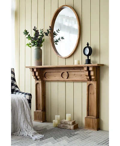 Busdays 24" x 36" Oval Wall Mirror with Wood Frame, Farmhouse Wood Mirror for Bathroom Entryway Console Lean Against Wall