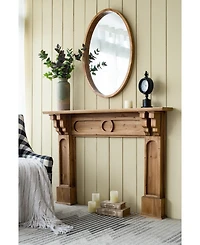 Busdays 24" x 36" Oval Wall Mirror with Wood Frame, Farmhouse Wood Mirror for Bathroom Entryway Console Lean Against Wall