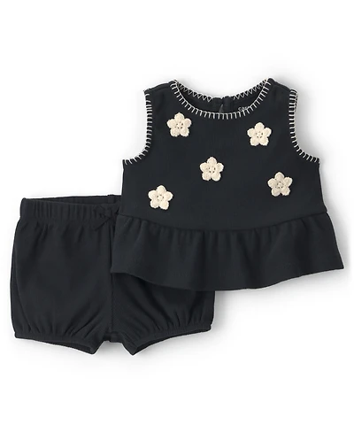 Carter's Baby Girls' Floral Embroidered Top and Shorts, 2-Piece Set