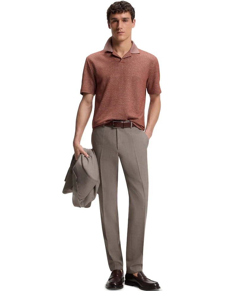 Boss By Hugo Men's Cotton, Linen Silk Johnny-Collar Polo Shirt