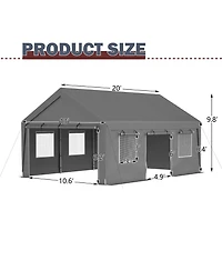 Mondawe 13x20 Ft Canopy Carport Tent with Roll-Up Doors Waterproof Outdoor Shelter