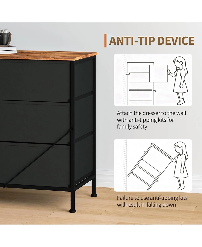 gaomon Tv Stand 70 Inch Entertainment Center with 12 Fabric Drawers, Charging Station