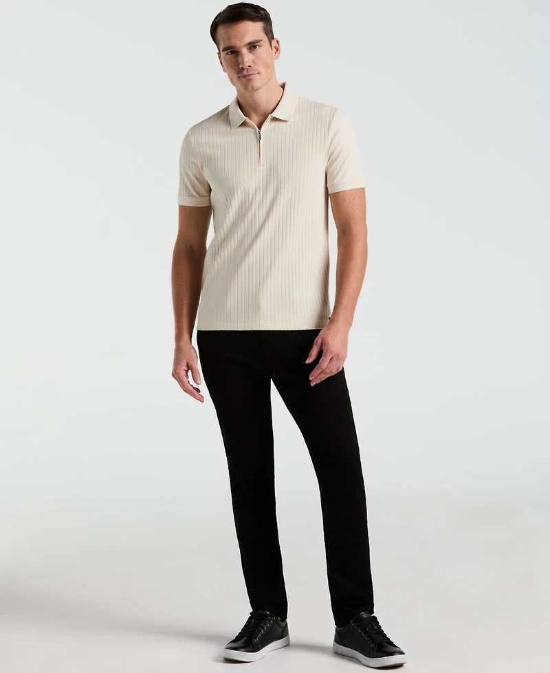 Perry Ellis Men's Slim-Fit Ribbed-Knit 1/4-Zip Polo Shirt