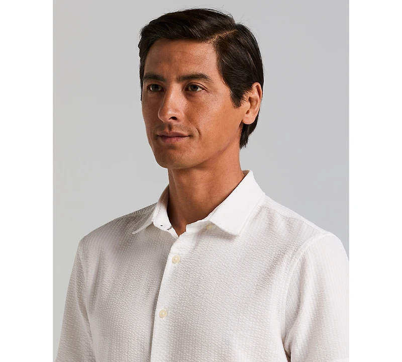 Perry Ellis Men's Slim-Fit Stretch Solid Button-Down Seersucker Shirt