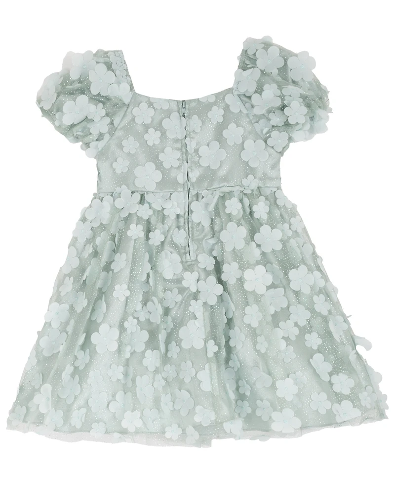 Rare Editions Girls' 2T-6X Square Neck Short-Sleeve Dress