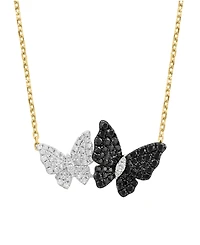 Effy Collection White Diamond (1/4 ct. t.w.) & Black Diamond (3/8 ct. t.w.) Necklace in 14k Yellow Gold