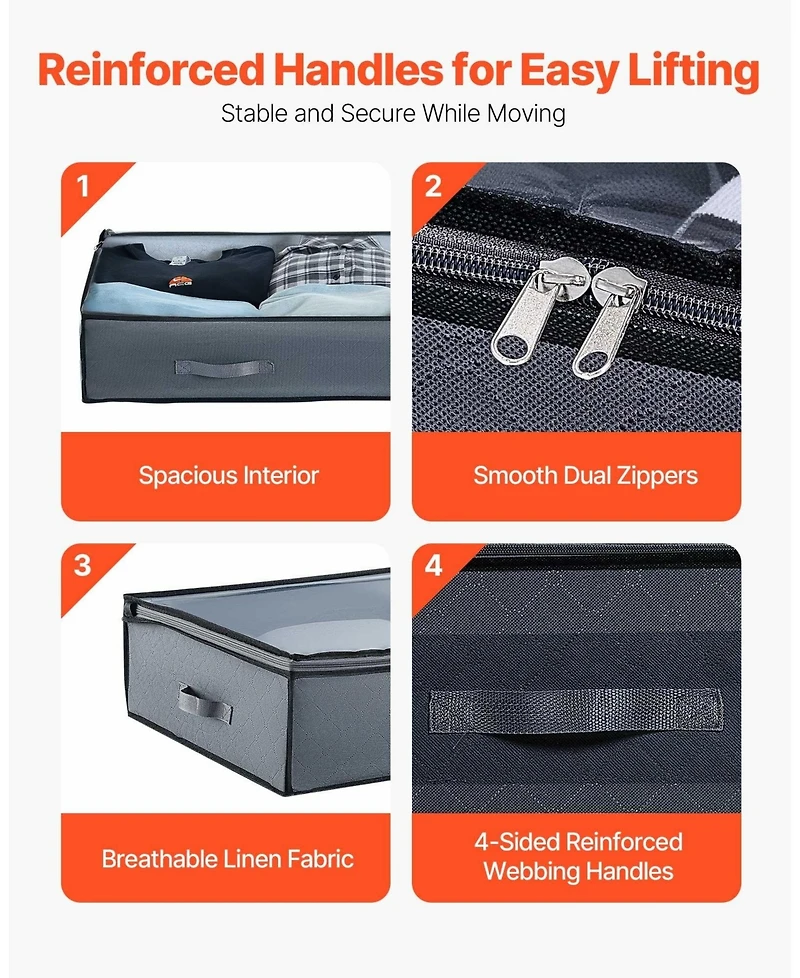 Sugift 4 Pack Under Bed Storage with Clear Lids 39.2in x 19.7in x 7.1in 90L