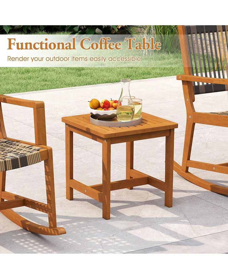 Sugift 3 Piece Patio Rocking Bistro Set with Acacia Wood Frame