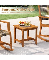 Sugift 3 Piece Patio Rocking Bistro Set with Acacia Wood Frame