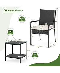 Sugift 3 Piece Patio Furniture Set with Cushions and Glass Table