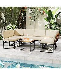 Sugift 6 Piece Outdoor Sectional Sofa Set with Cushions
