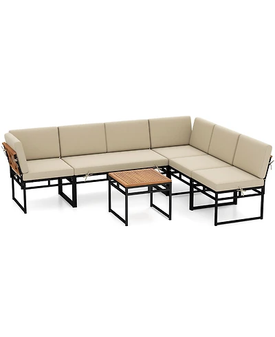 Sugift 6 Piece Outdoor Sectional Sofa Set with Cushions