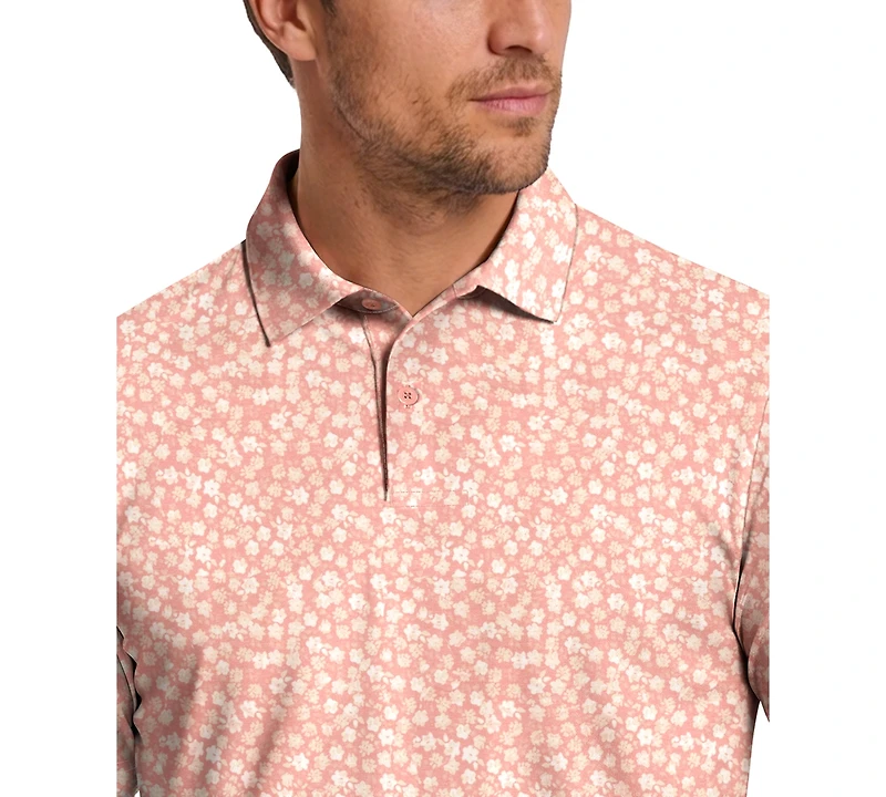 Pga Tour Men's Floral Print Golf Polo Shirt