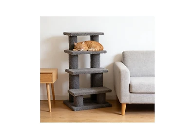 Zeus & Ruta 4 Tier Cat Tree Step Tower Pet Activity Center with Sisal Scratching Post for Indoor Cats