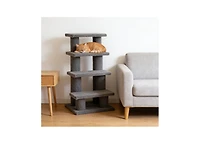 Zeus & Ruta 4 Tier Cat Tree Step Tower Pet Activity Center with Sisal Scratching Post for Indoor Cats
