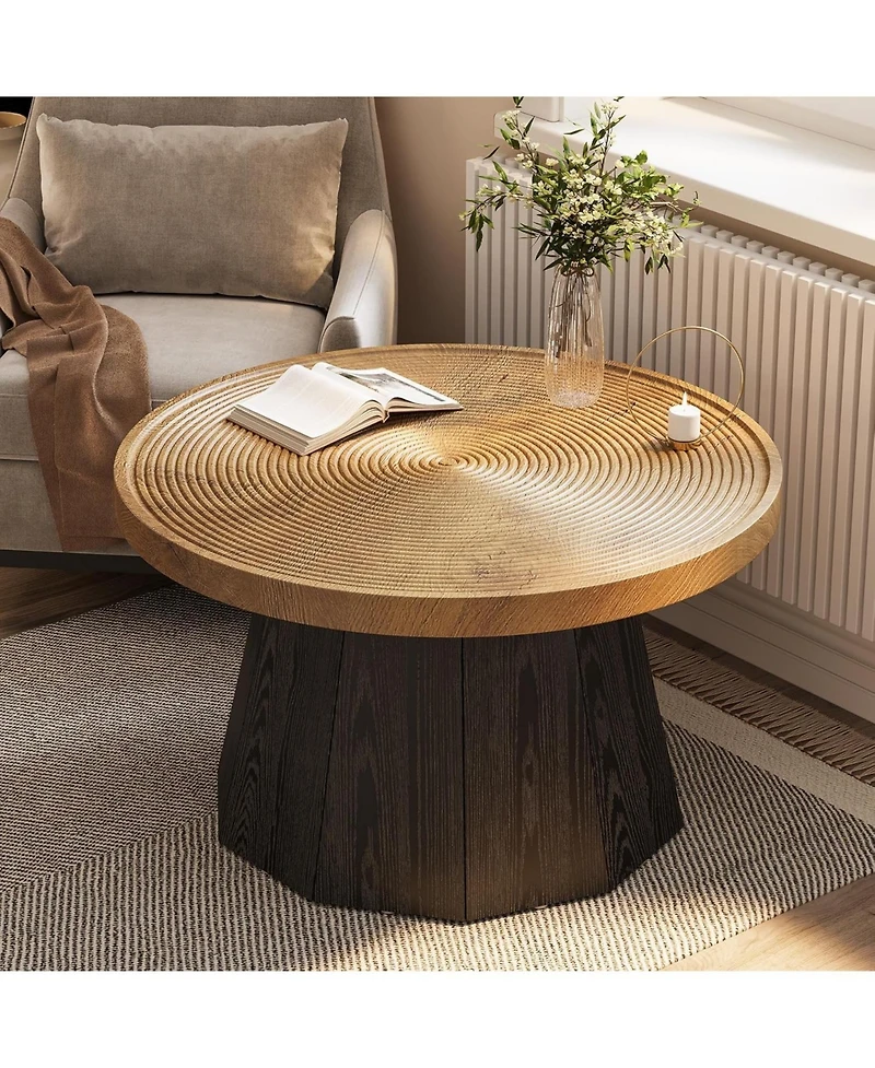 Tribesigns Round Coffee Table for Living Room, 31.5-Inch Farmhouse Center Table, Modern Circle Wooden Tea Tables