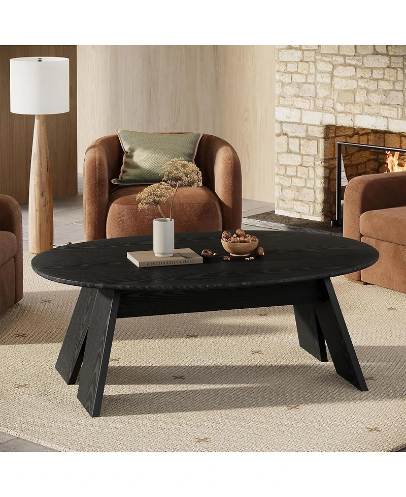 Tribesigns 47-Inch Oval Coffee Table, Modern Round Center Cocktail Table with Angled Legs