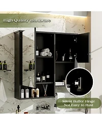 Busdays 29" x 28" Wall Mounted Bathroom Medicine Cabinet with Mirror and Towel Bar