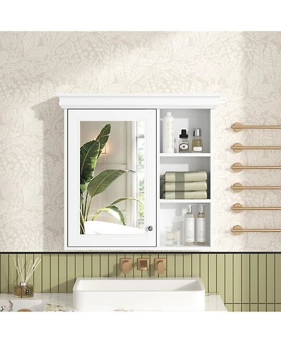 Busdays 30" x 28" Wall Mounted Bathroom Medicine Cabinet with Mirror and Storage