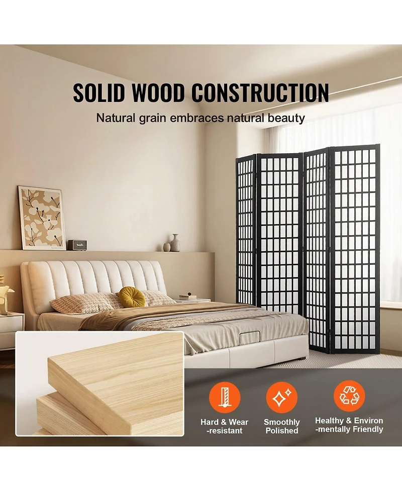 Sugift Room Divider, 4 Panel Japanese Folding Privacy Screen, Indoor Partition