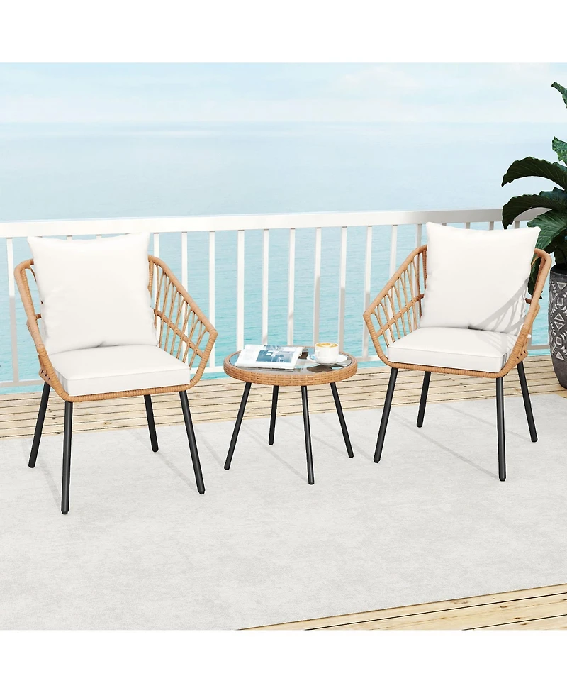 Sugift 3 Piece Patio Bistro Set with Heavy Duty Metal Frame