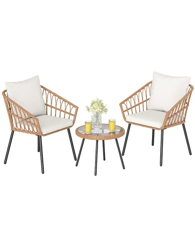 Sugift 3 Piece Patio Bistro Set with Heavy Duty Metal Frame