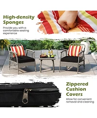 Sugift 3 Piece Patio Wicker Furniture Set with Adjustable Backrest