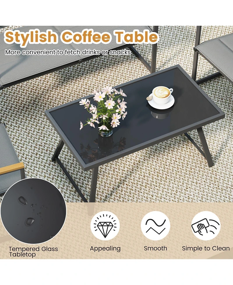 Sugift 4 Piece Outdoor Conversation Patio Furniture Set