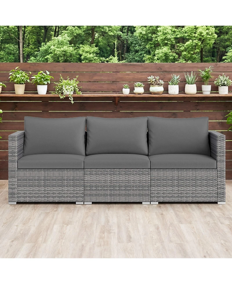 Sugift 3 Piece Patio Sectional Sofa Set with Modular Cushioned Seating