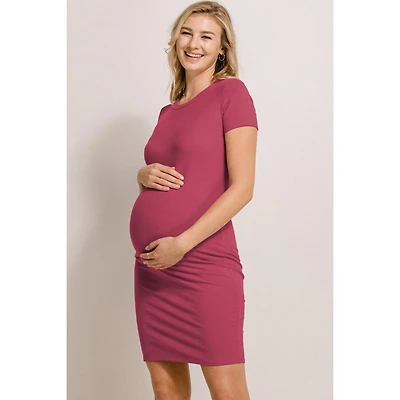 Hello Miz Maternity Ribbed Bodycon Short Sleeve Dress