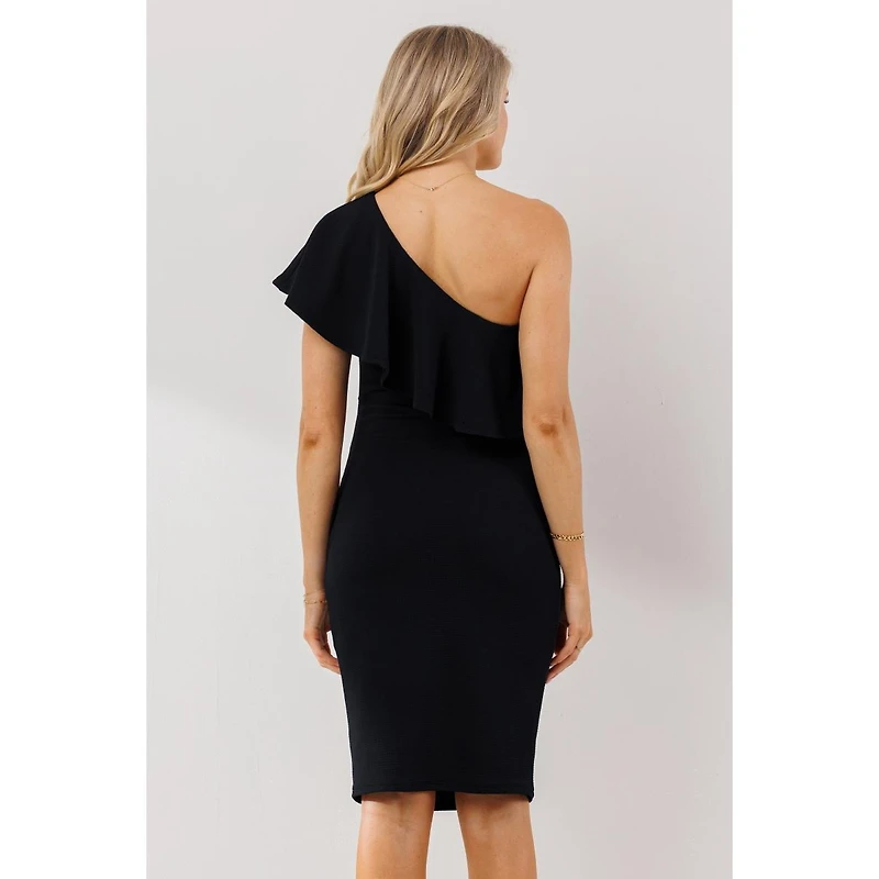 Hello Miz Maternity One-Shoulder Ruffle Bodycon Dress