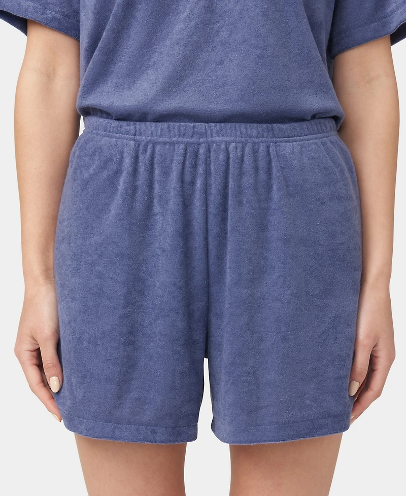 Hue Women's French Terry Lounge Short-Sleeve T-Shirt & Boxer Shorts, 2Pc Set