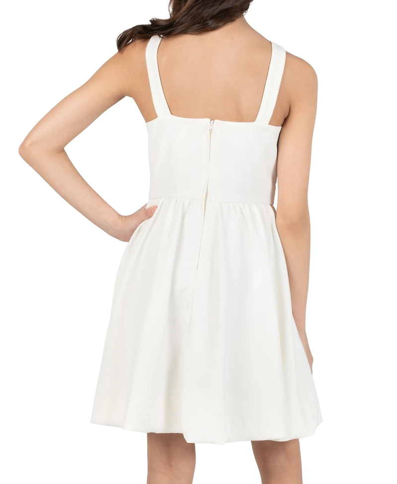 Rare Editions Girls' 7-16 Laguna Scuba Flower Bodice Sleeveless Dress