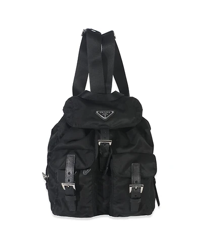 Pre-Owned Prada Black Re-Nylon Small Drawstring Backpack
