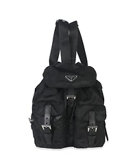 Pre-Owned Prada Black Re-Nylon Small Drawstring Backpack