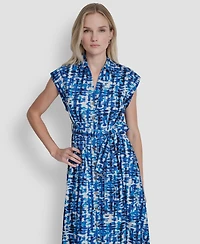 Dkny Women's Extended Button-Front Collared Cotton Midi Dress