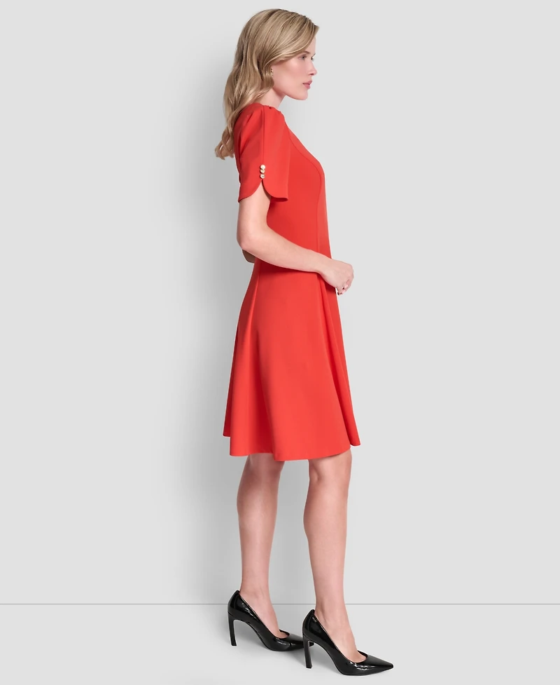 Dkny Women's Short-Sleeve Jewel Neck Dress