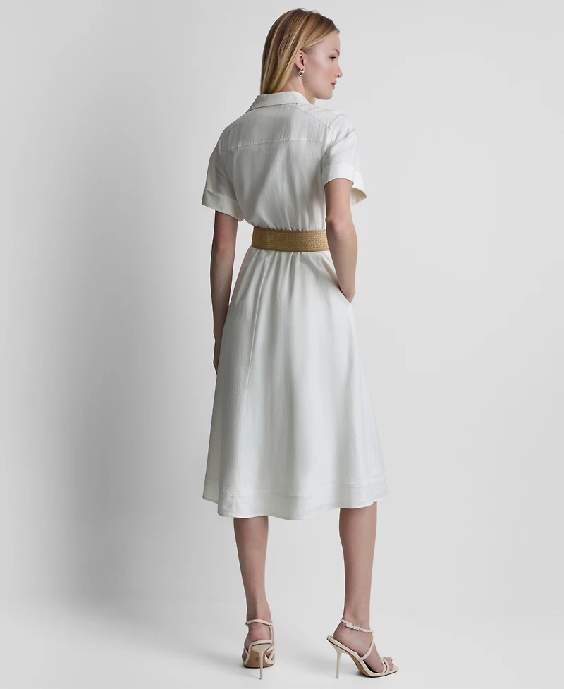 Dkny Women's Relaxed Short-Sleeve Collared Shirt Dress