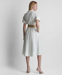 Dkny Women's Relaxed Short-Sleeve Collared Shirt Dress