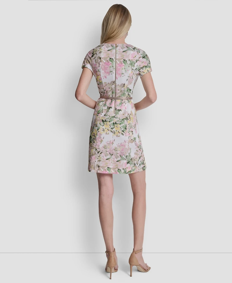 Dkny Women's Short-Sleeve Crewneck A-Line Dress