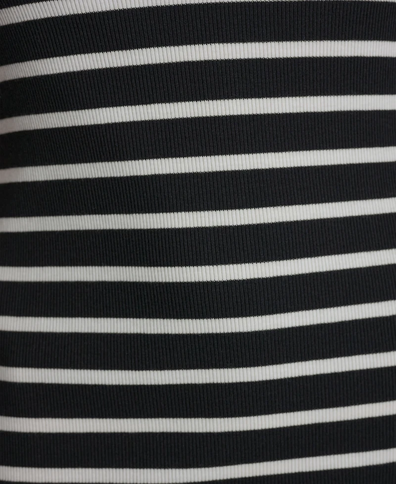 Dkny Women's Striped Sleeveless Collared Polo Midi Dress