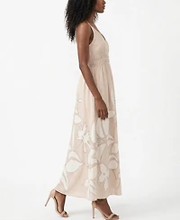 Taylor Women's Floral V-Neck Tiered A-Line Dress