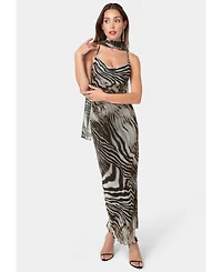 Bebe Women's Printed Chiffon Cowl Maxi Dress