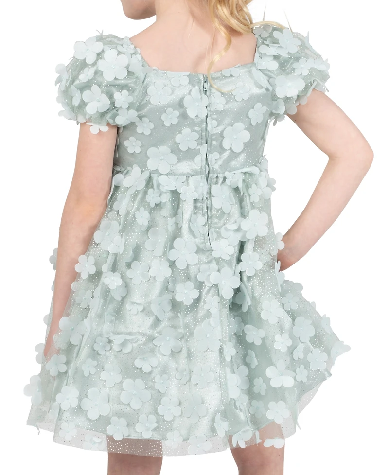 Rare Editions Girls' 2T-6X Square Neck Short-Sleeve Dress