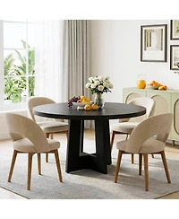 gaomon 47'' Round Dining Table for 4 to 6 People, Space Saving Pedestal Base Table for Kitchen